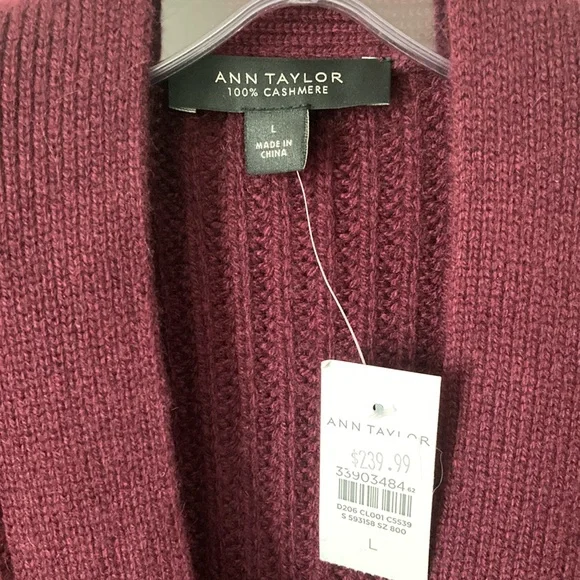 Cashmere Cardigan ,  ,size-L, burgundy V-neckline ,pet ,smoke Free house - Picture 3 of 8